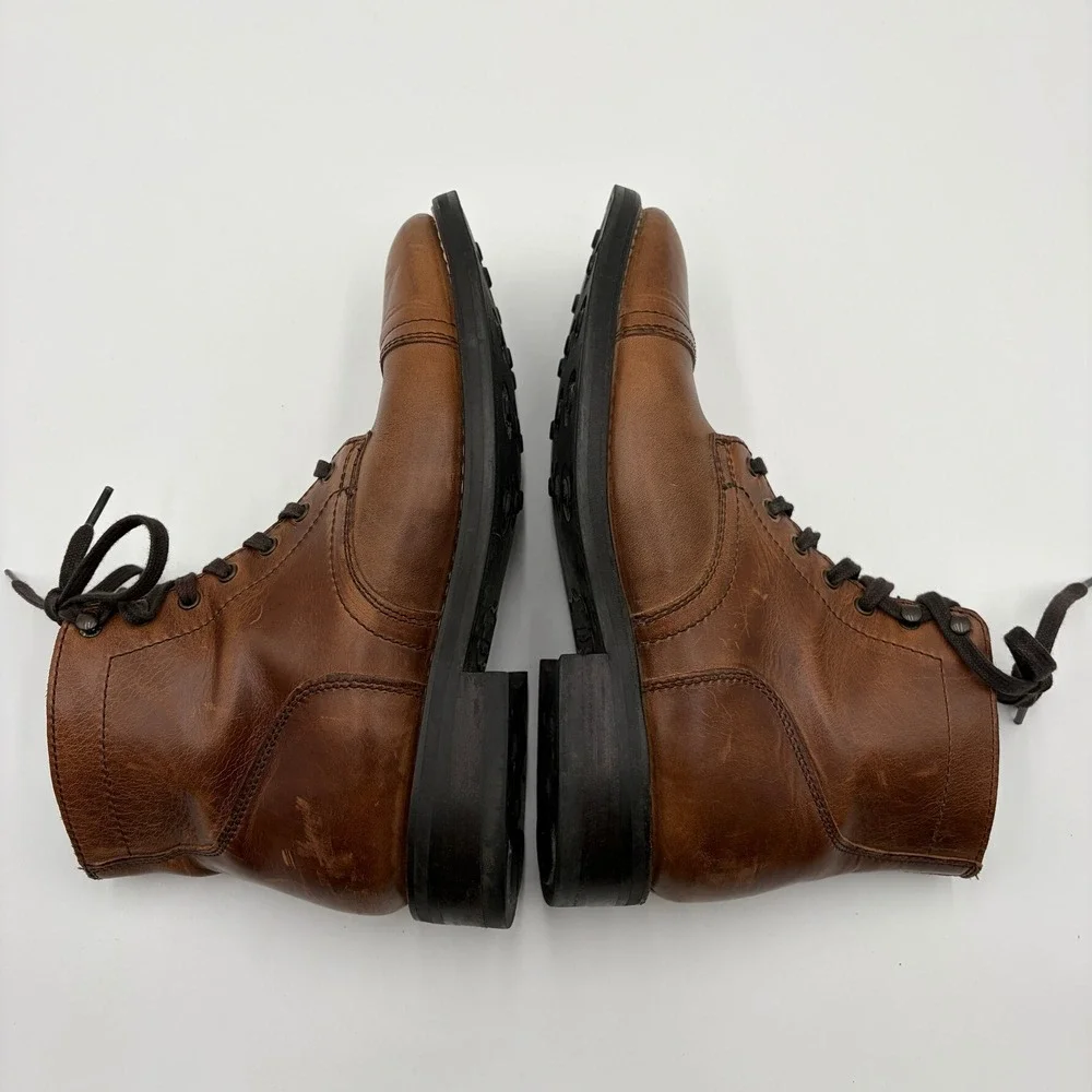 Thursday Boot Co Captain Brandy Leather Cap Toe Lace Up Boots Mens 8.5